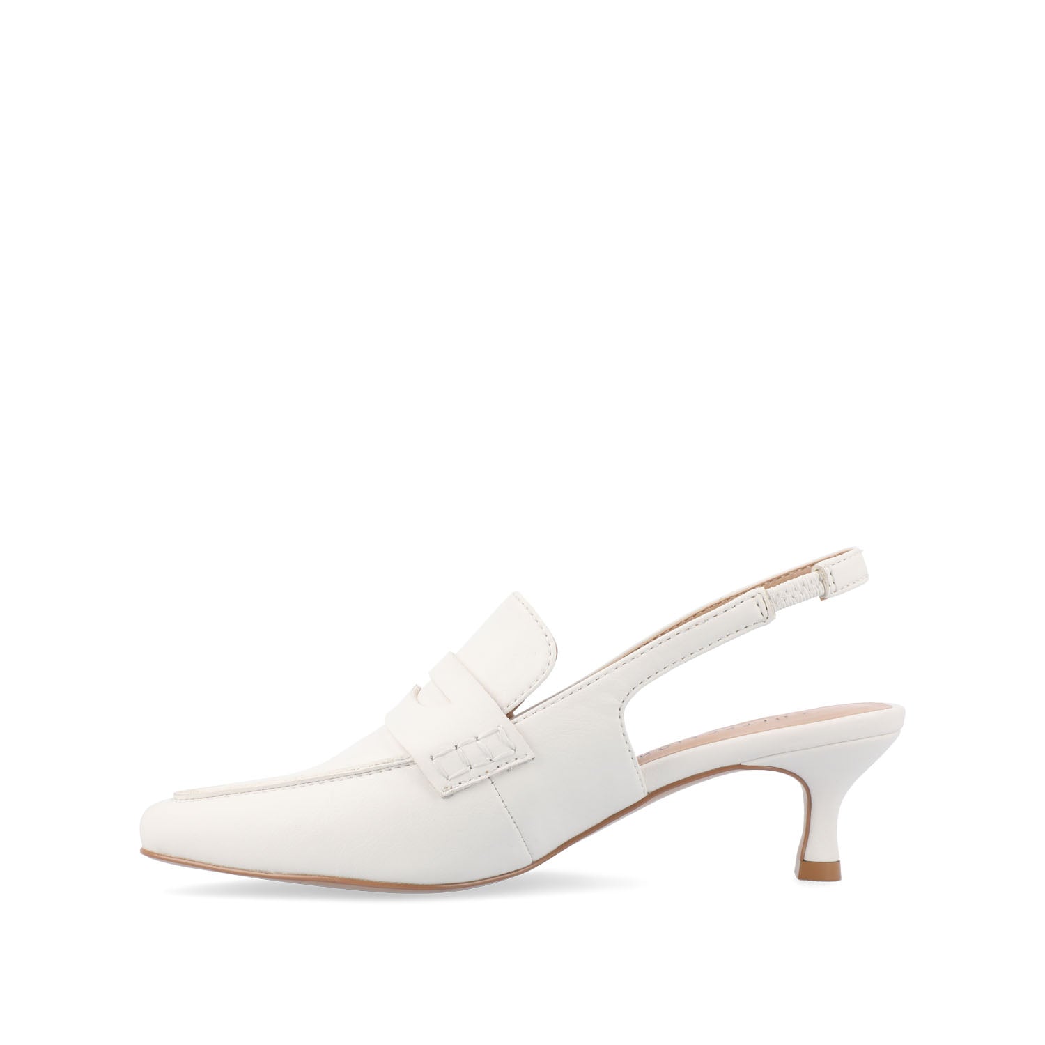 Journee Collection AMORY KITTEN HEEL LOAFERS IN FAUX LEATHER White