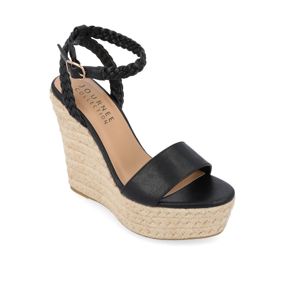 Journee Collection ANDIAH ESPADRILLE WEDGE HEELED SANDALS Rosewood