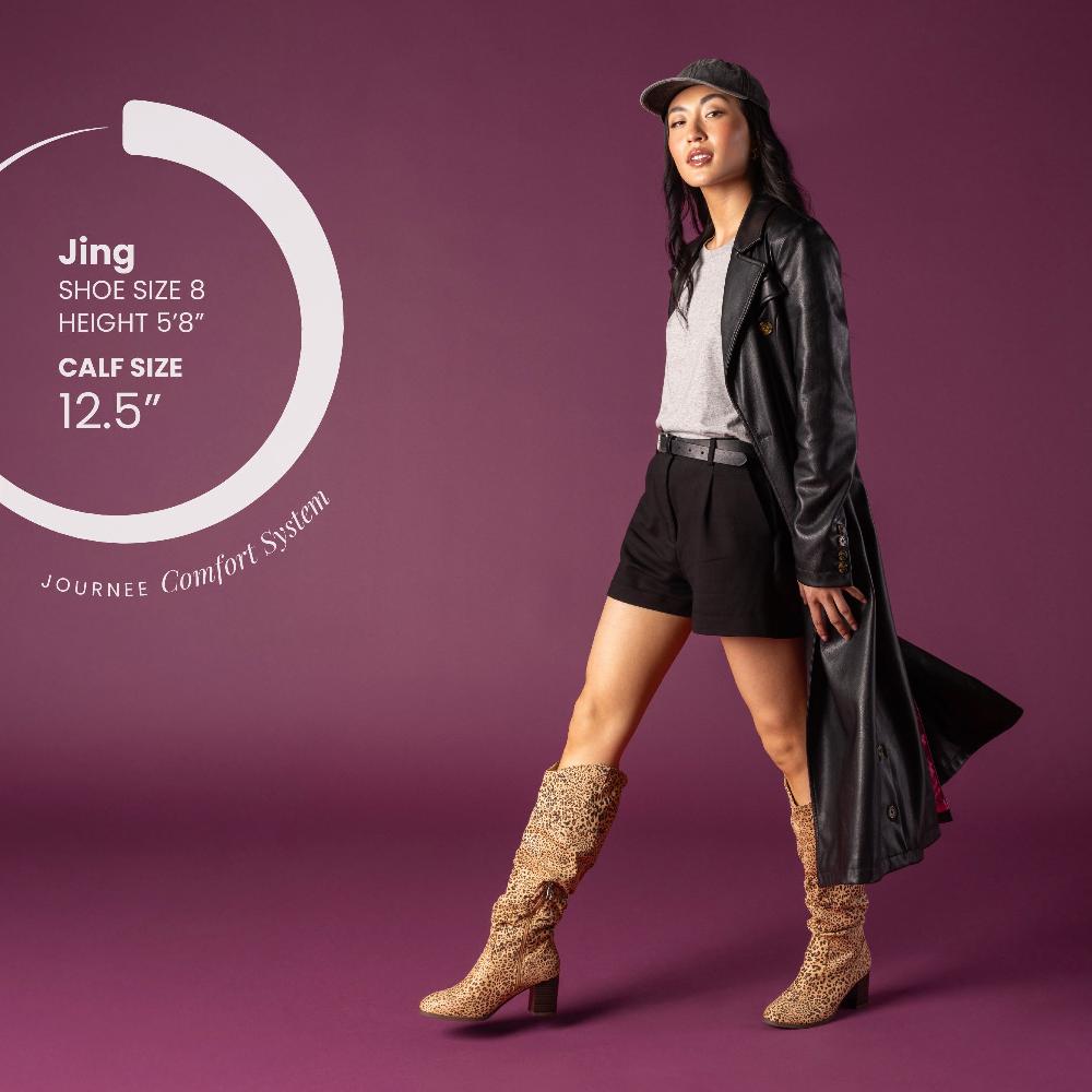 Journee Collection ANEIL KNEE-HIGH BOOTS IN FAUX SUEDE Taupe Suede