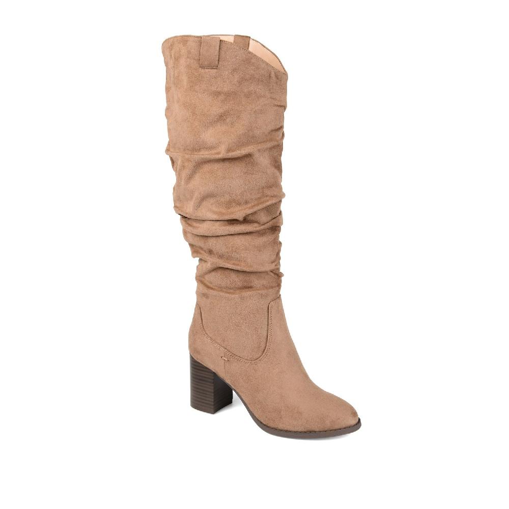 Journee Collection ANEIL KNEE HIGH BOOTS IN WIDE CALF Taupe Suede