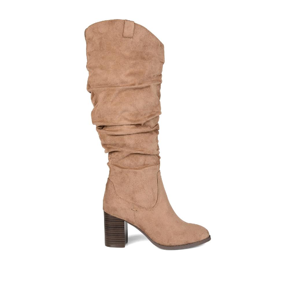 journee collection ANEIL KNEE HIGH BOOTS IN WIDE CALF Taupe Suede
