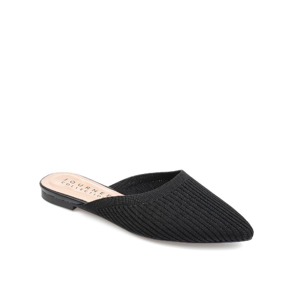 Journee Collection ANIEE MULE FLATS IN BASIC KNIT FABRIC Black