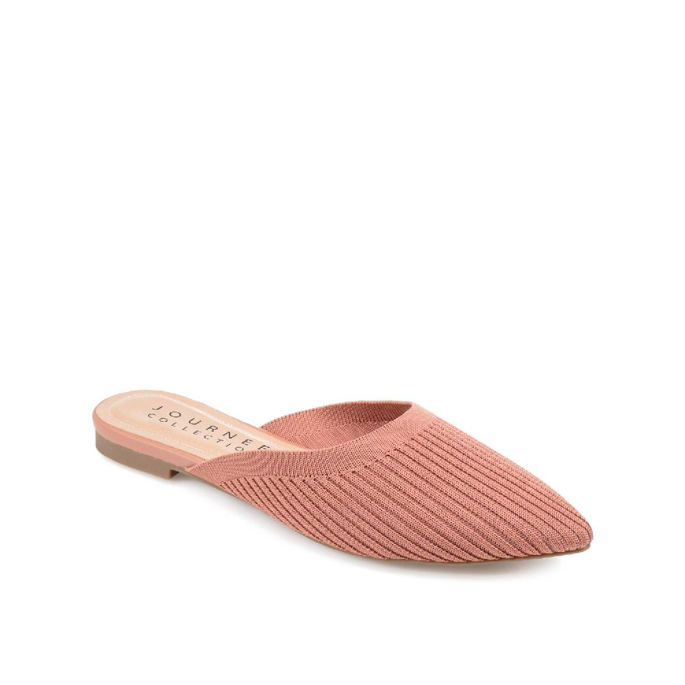 Journee Collection ANIEE STATEMENT KNIT FABRIC MULE FLATS IN WIDE Clay