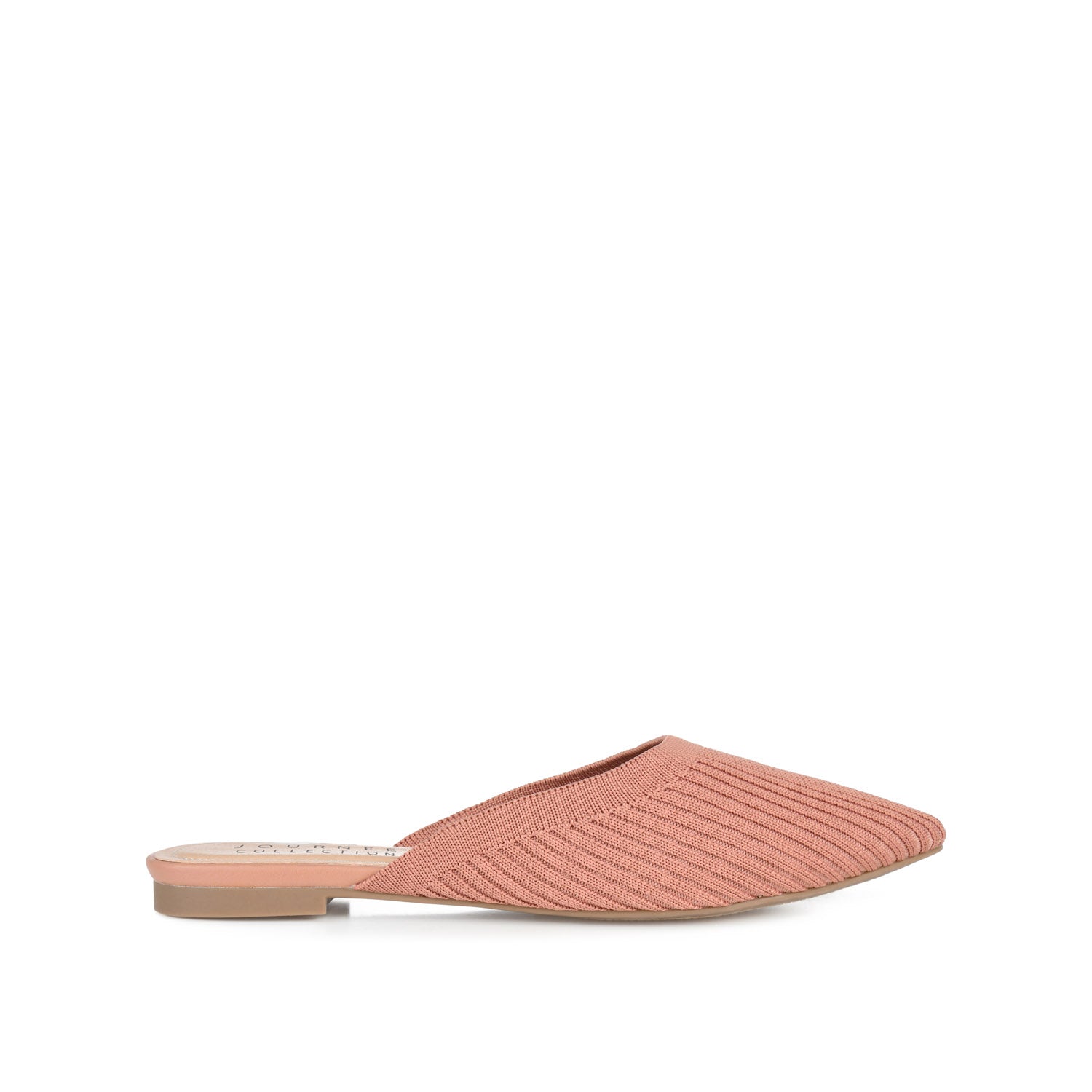 journee collection ANIEE STATEMENT KNIT FABRIC MULE FLATS IN WIDE Clay