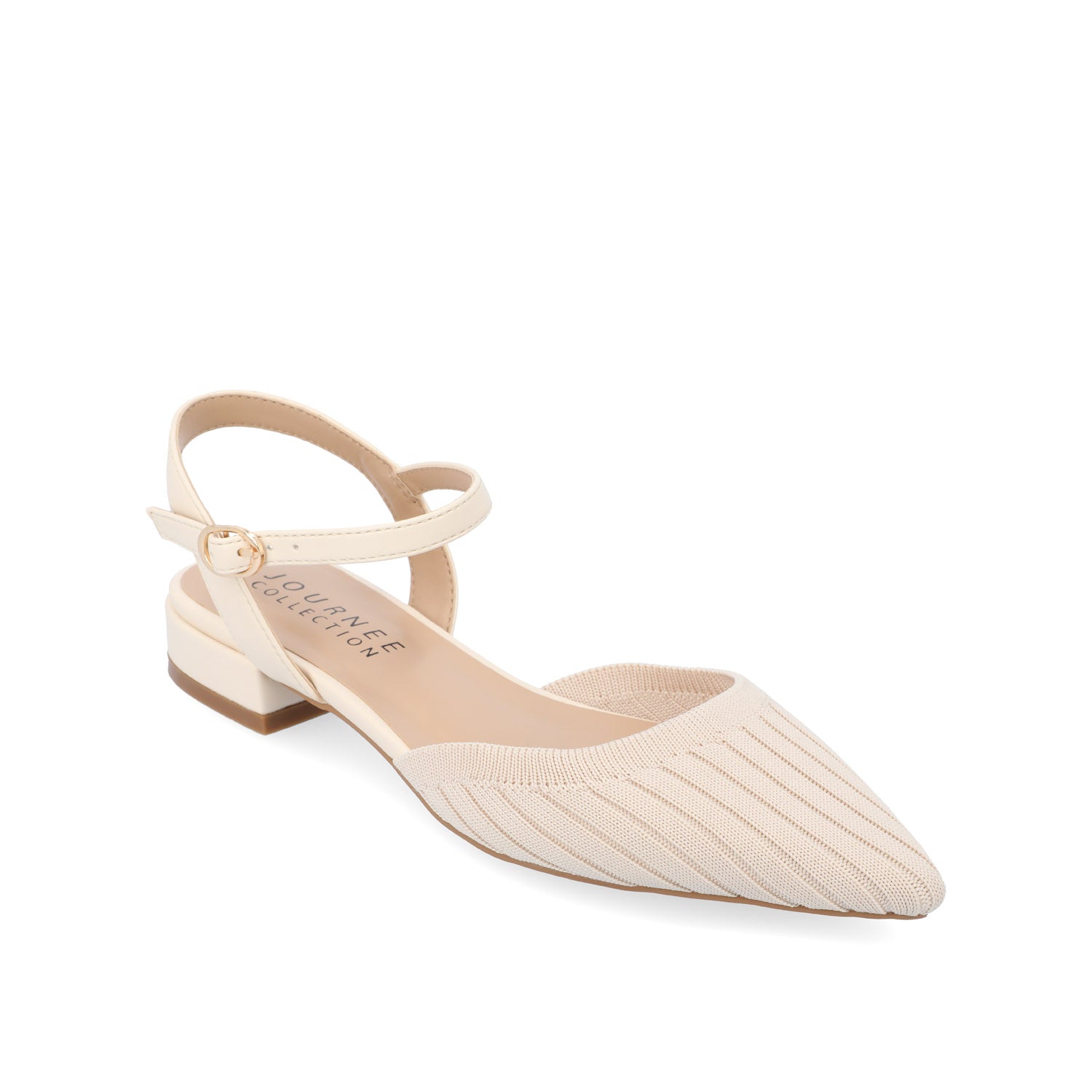 Journee Collection ANSLEY KNIT FABRIC FLATS IN WIDE Beige