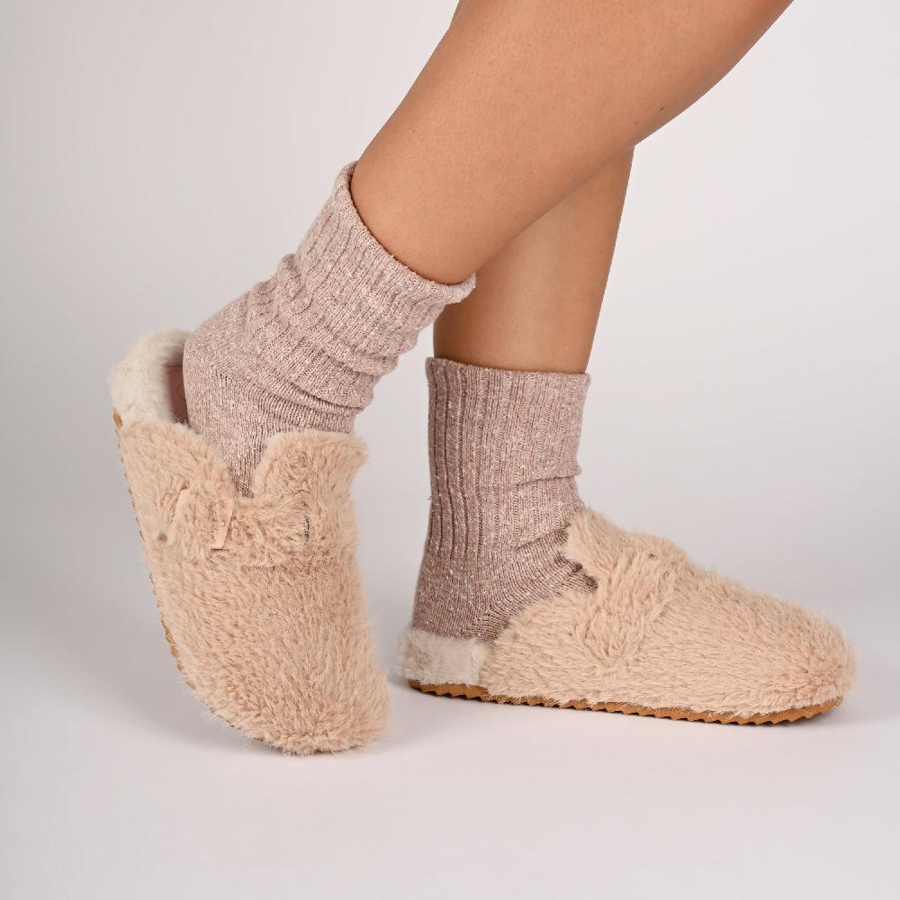 Journee Collection ARDENN SLIPPERS IN FAUX FUR Plaid Faux Fur