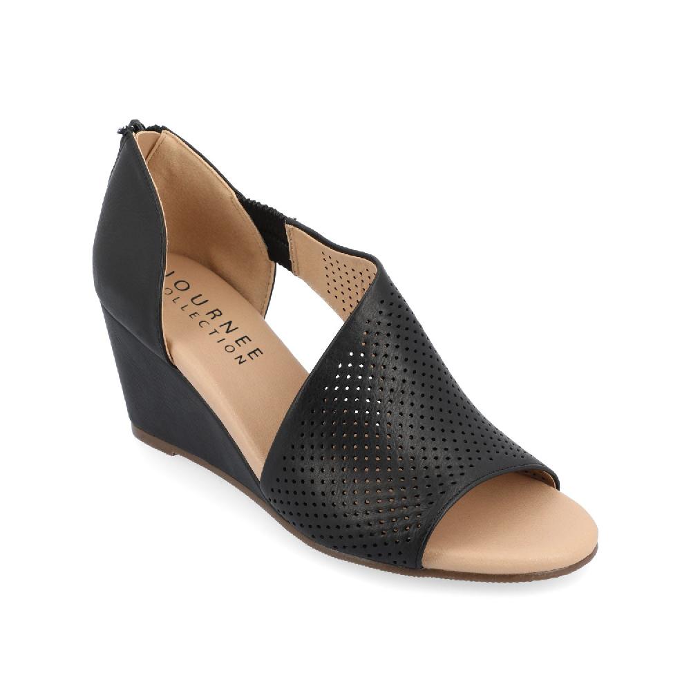 Journee Collection ARETHA WEDGE HEEL SANDALS IN WIDE Nude PU