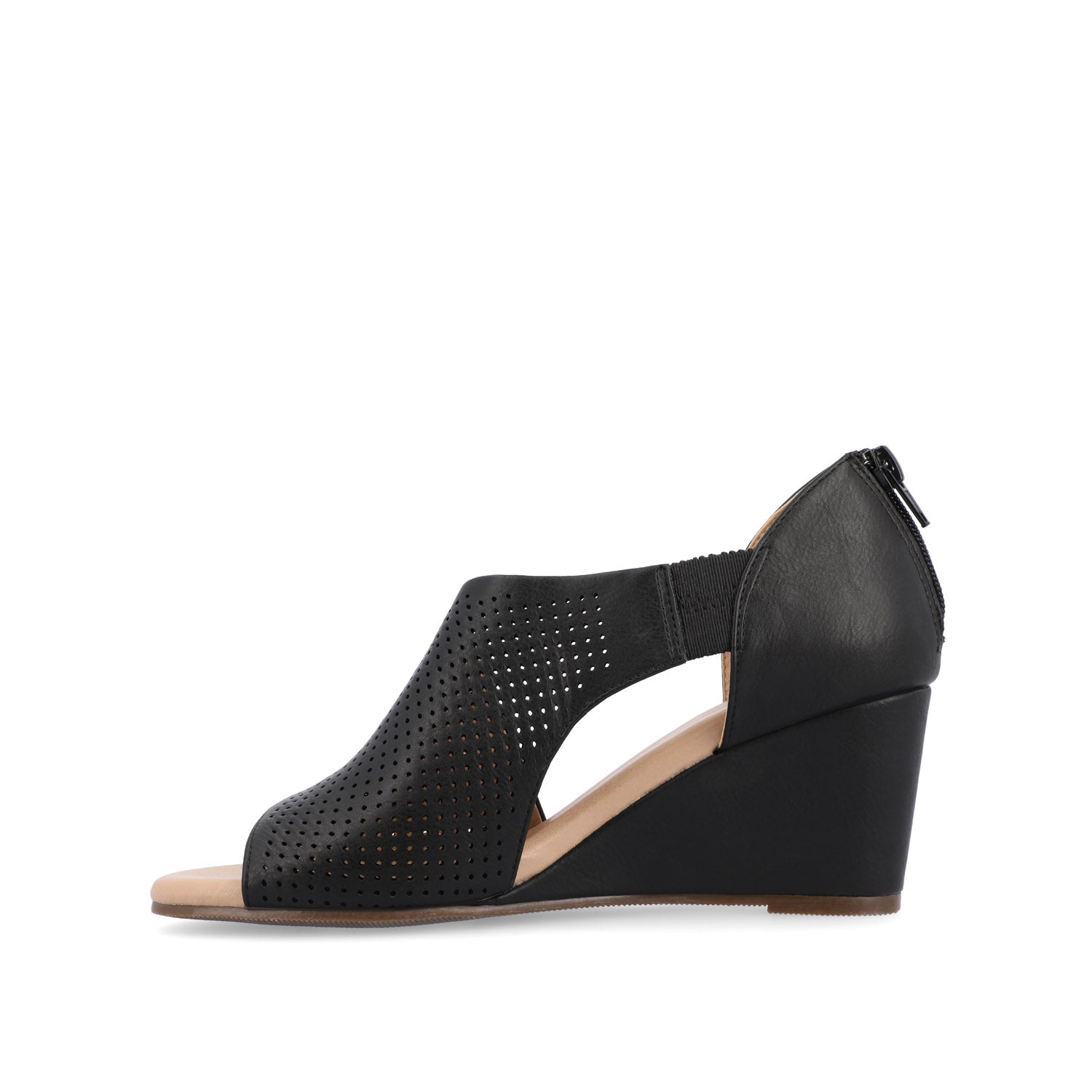 Journee Collection ARETHA WEDGE HEEL SANDALS IN WIDE Nude PU