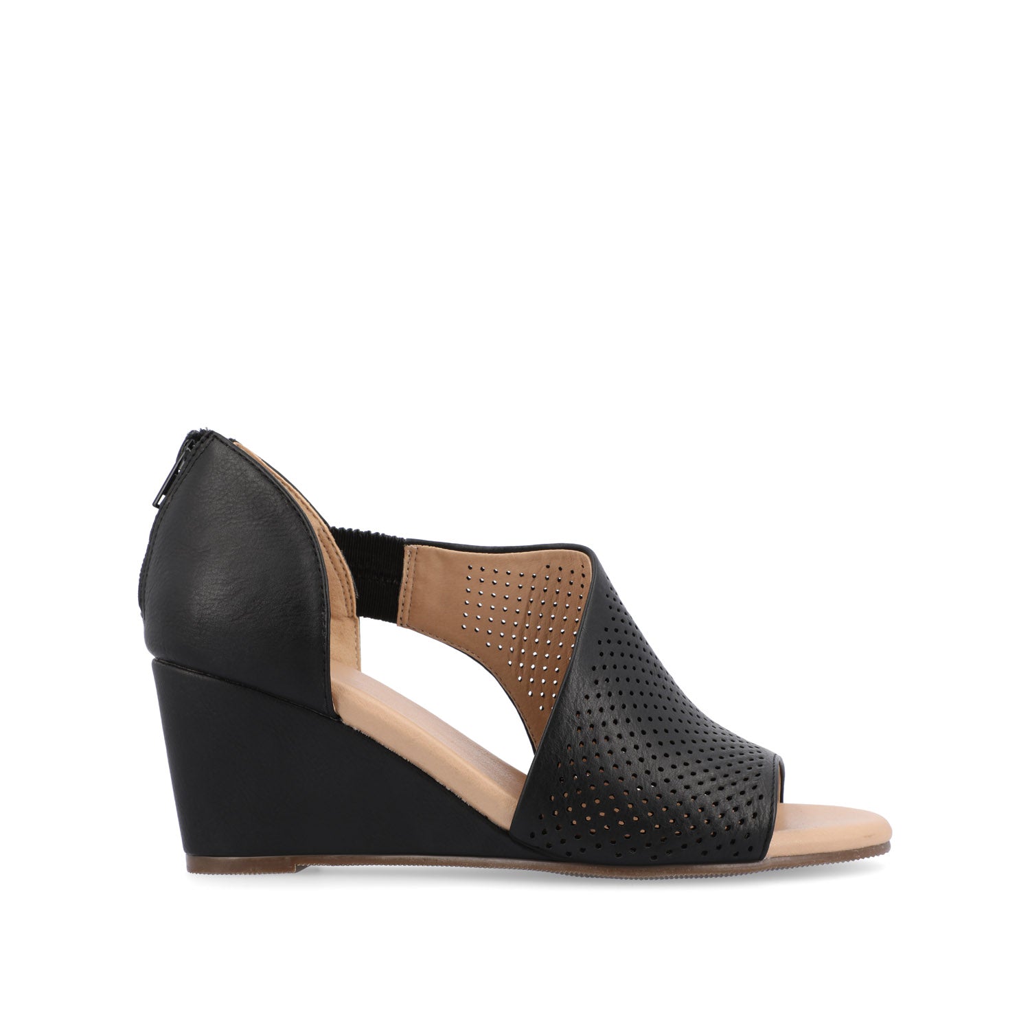 journee collection ARETHA WEDGE HEEL SANDALS IN WIDE Nude PU