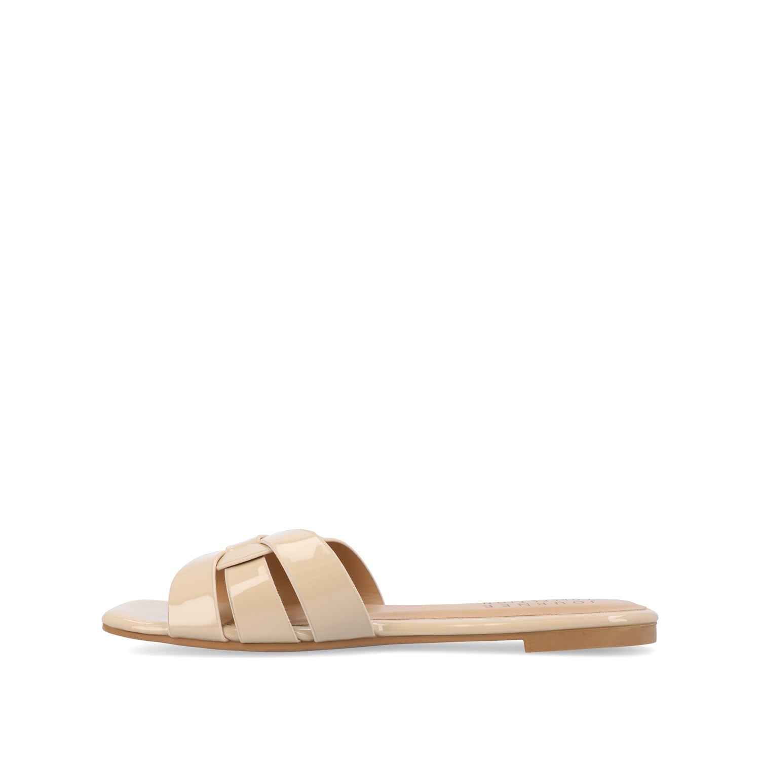 Journee Collection ARRINA SLIDE SANDALS IN BASIC PATENT White Patent