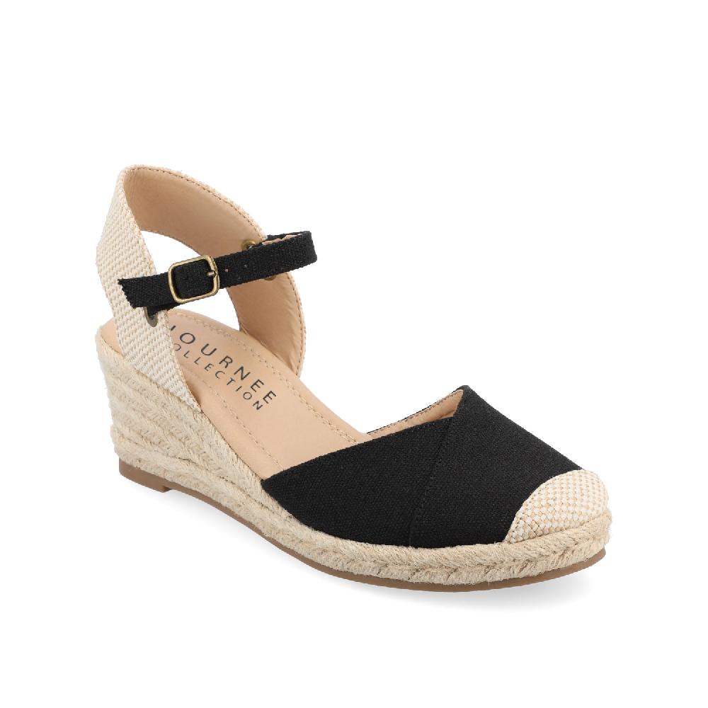 Journee Collection ASHLYN ESPADRILLE WEDGE SANDALS IN CANVAS Red Fabric