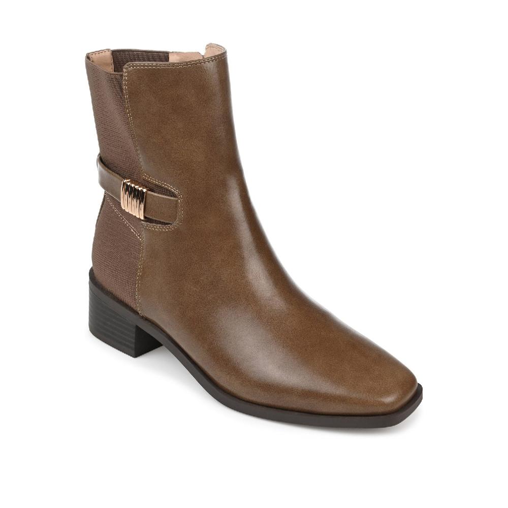 Journee Collection AUBRIE SQUARE TOE BOOTIES IN FAUX LEATHER Taupe