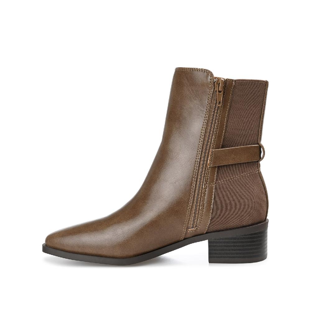 Journee Collection AUBRIE SQUARE TOE BOOTIES IN FAUX LEATHER Taupe