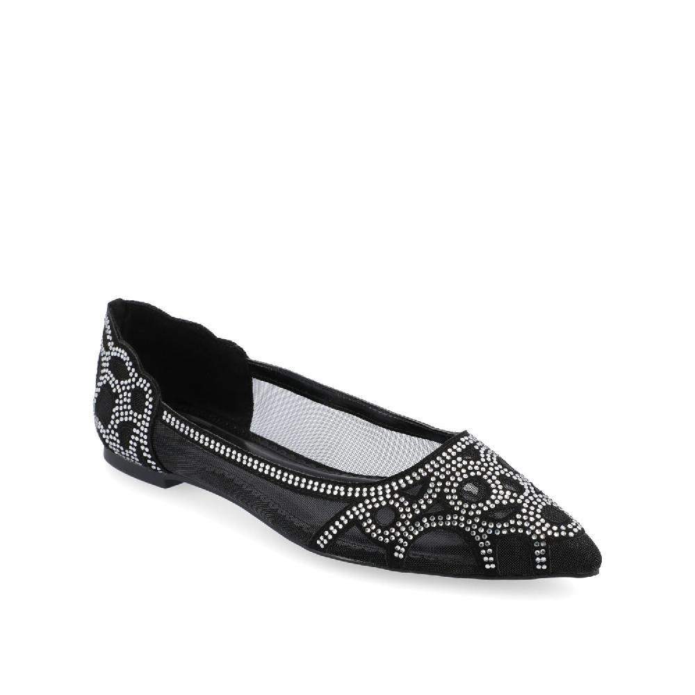 Journee Collection BATAVIA BALLET FLATS IN FAUX SUEDE & MESH White Mesh