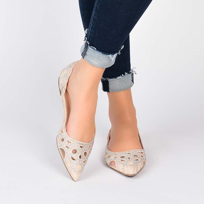 Journee Collection BATAVIA BALLET FLATS IN WIDE White Mesh