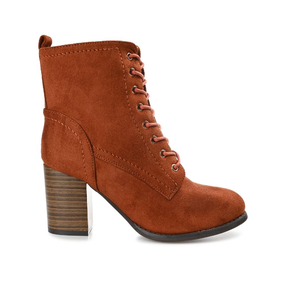 journee collection BAYLOR LACE-UP BOOTIES IN WIDE Bone Faux Suede