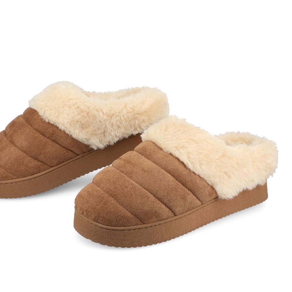 Journee Collection BLAIR SLIPPERS IN FAUX SUEDE Brown Faux Suede