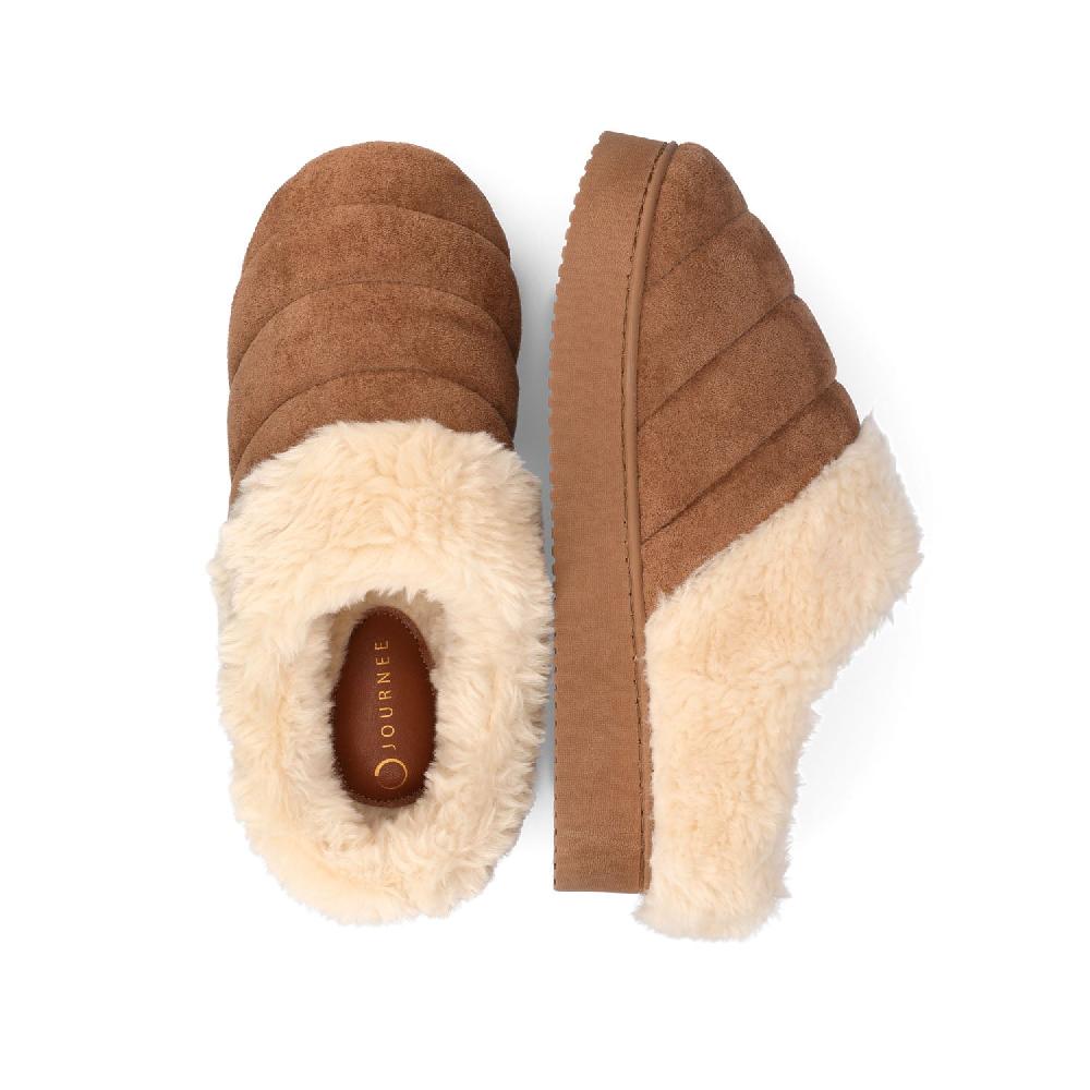 Journee Collection BLAIR SLIPPERS IN FAUX SUEDE Brown Faux Suede