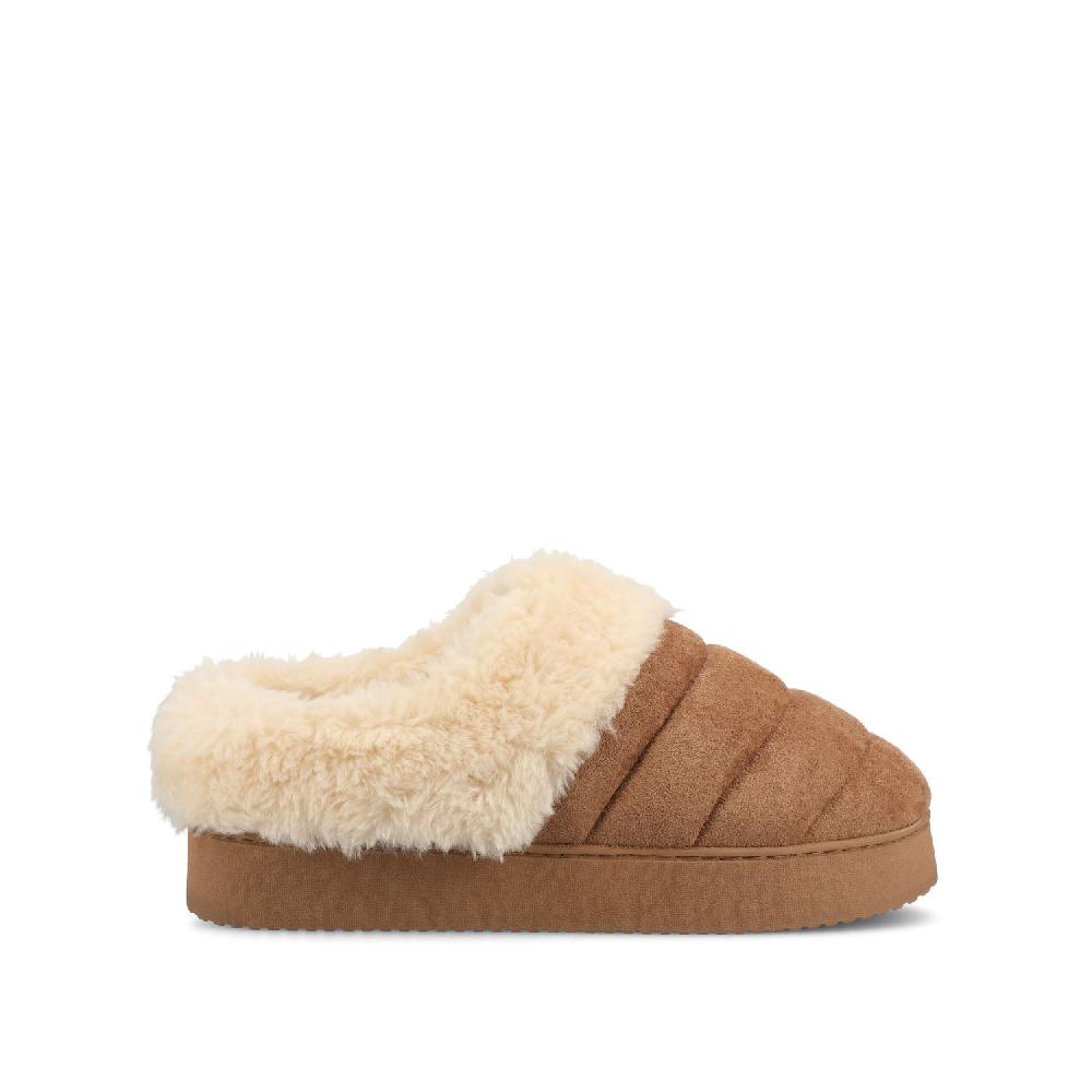 journee collection BLAIR SLIPPERS IN FAUX SUEDE Brown Faux Suede