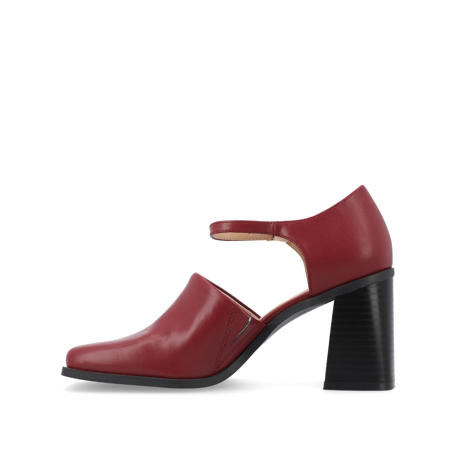 Journee Collection BOBBY LOAFER BLOCK HEELS IN FAUX LEATHER Red