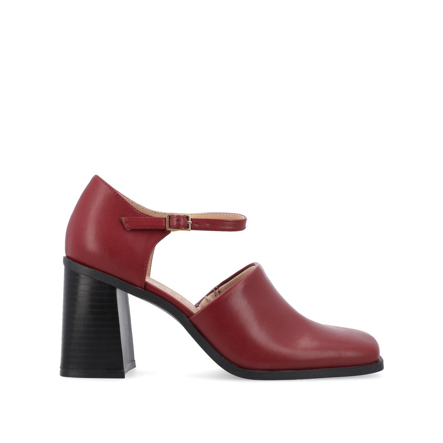 journee collection BOBBY LOAFER BLOCK HEELS IN FAUX LEATHER Red