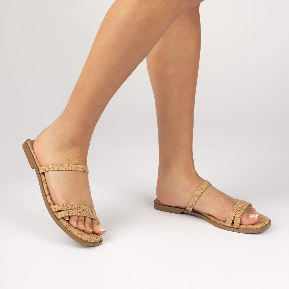 Journee Collection BRISA MULTI STRAP SLIDE SANDALS Cork