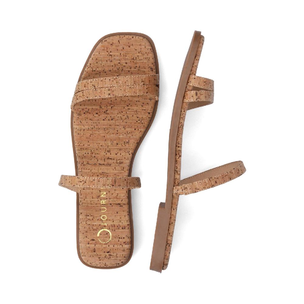 Journee Collection BRISA MULTI STRAP SLIDE SANDALS Cork