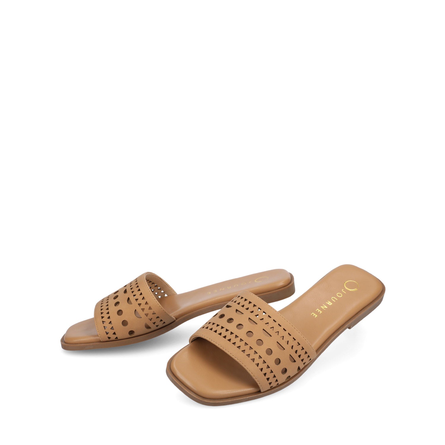 Journee Collection BRODIE SLIDE SANDALS IN FAUX LEATHER Bone PU