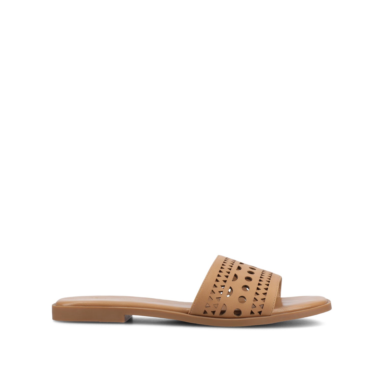 journee collection BRODIE SLIDE SANDALS IN FAUX LEATHER Bone PU