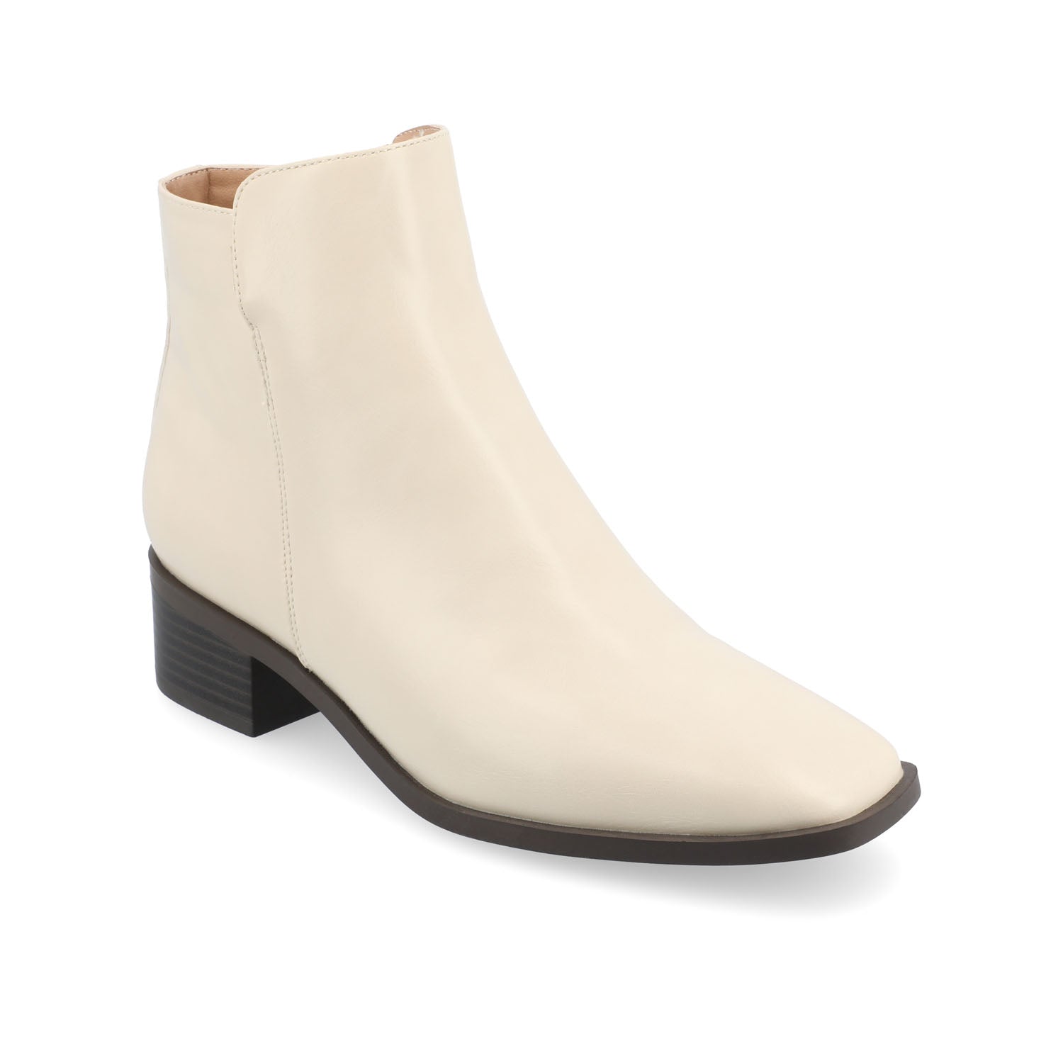 Journee Collection CAPPRI SQUARE TOE BOOTIES IN WIDE Off White PU