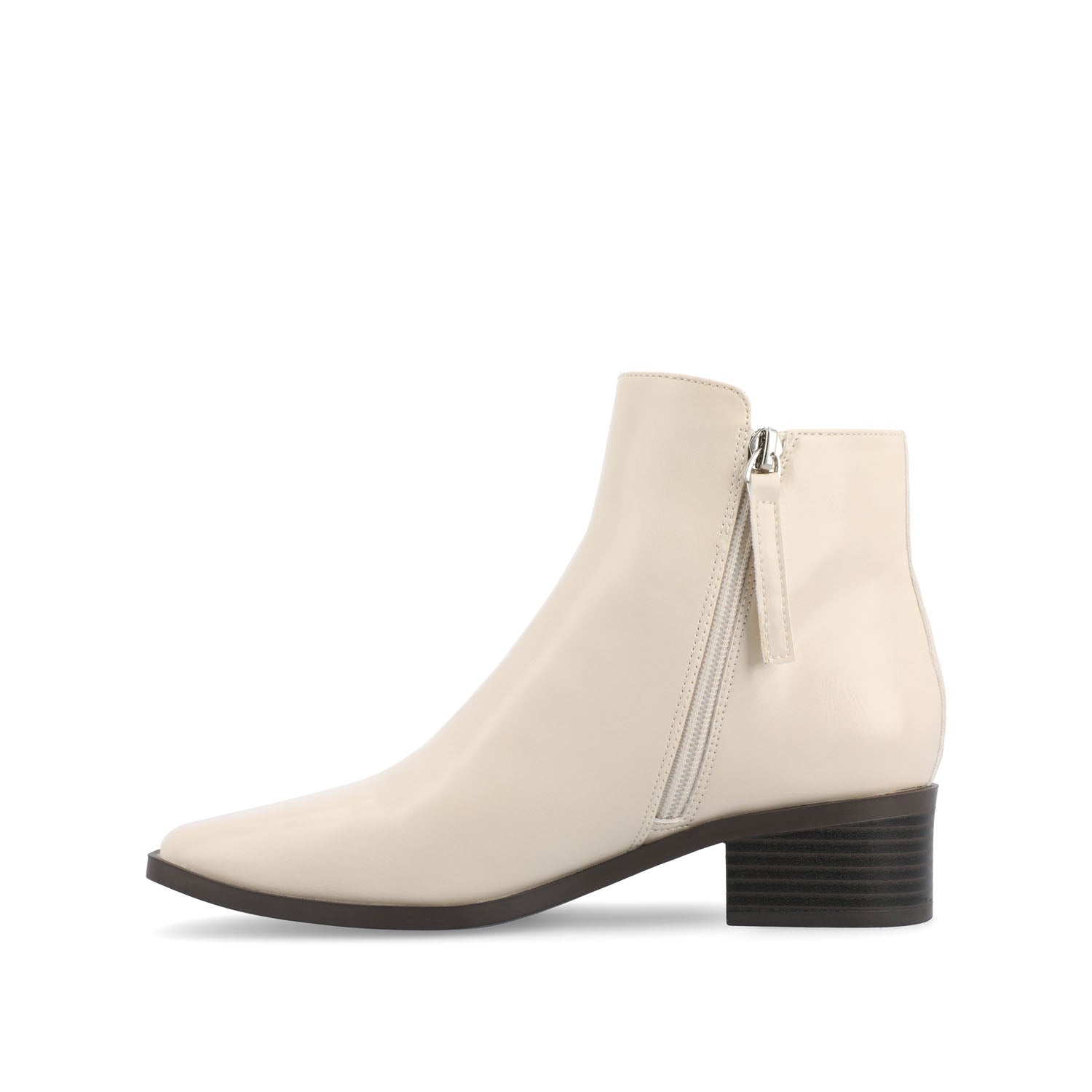 Journee Collection CAPPRI SQUARE TOE BOOTIES IN WIDE Off White PU