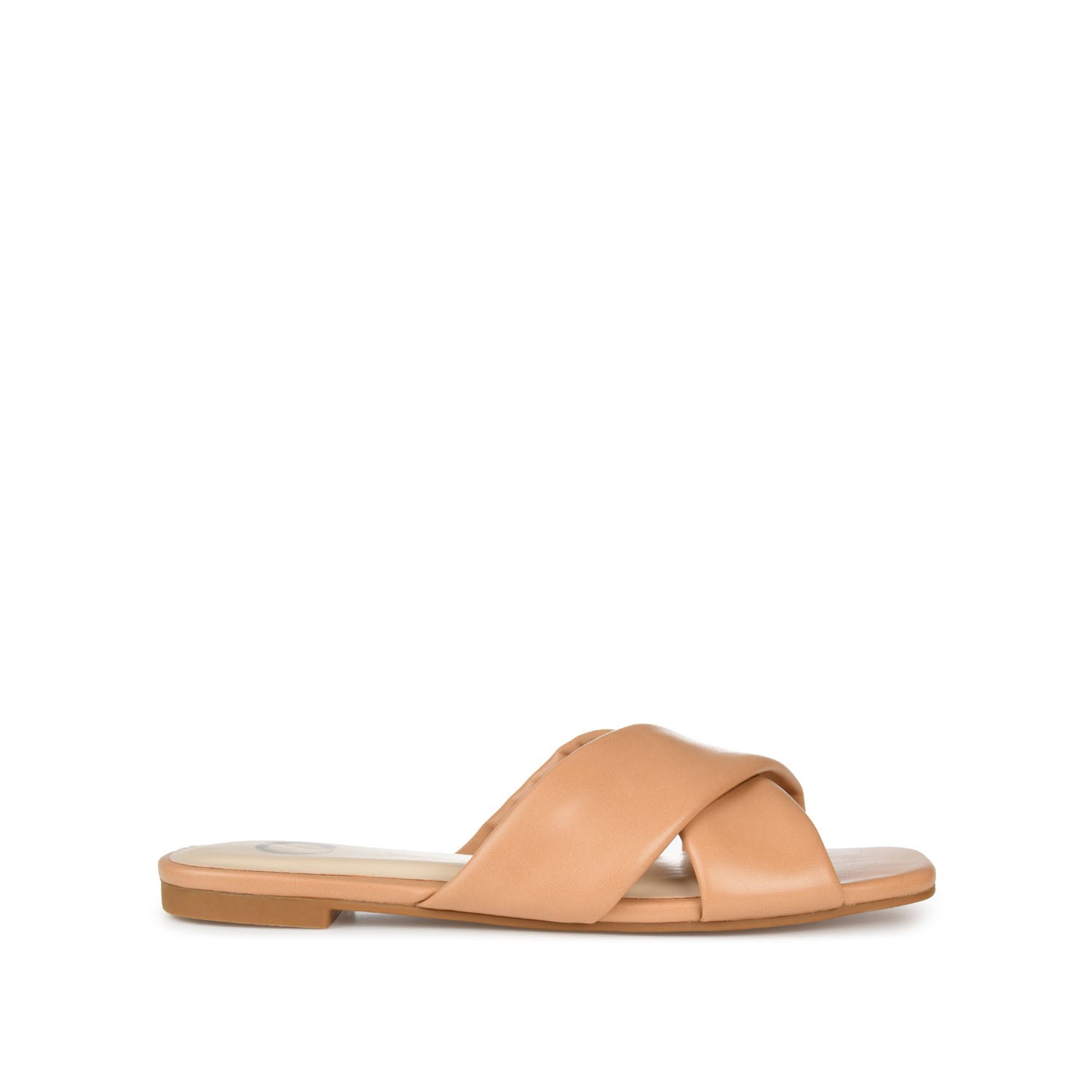 journee collection CARLOTTA SLIDE SANDALS IN FAUX LEATHER White