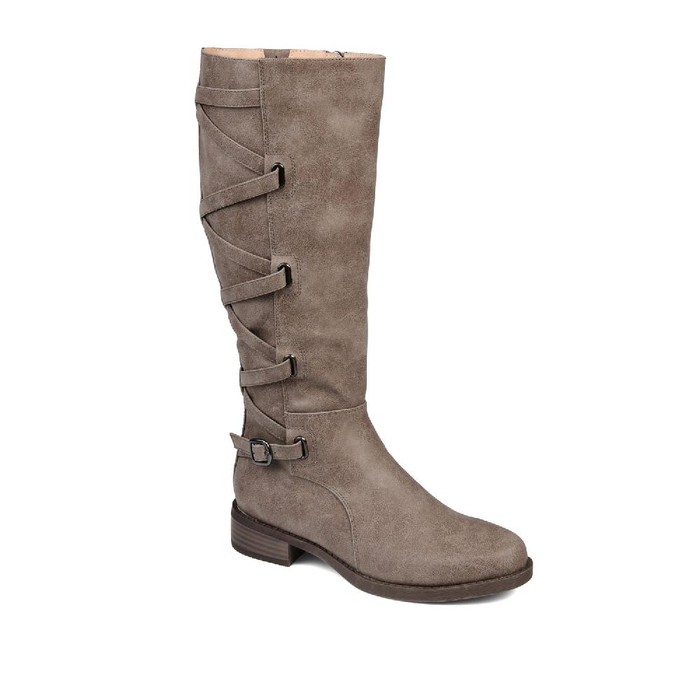 Journee Collection CARLY RIDING BOOTS IN FAUX LEATHER Taupe PU