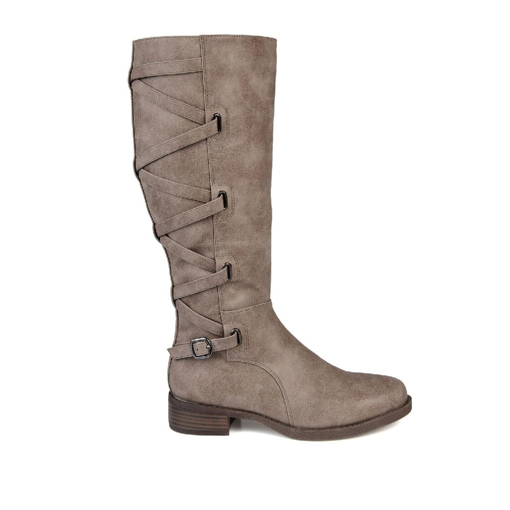 journee collection CARLY RIDING BOOTS IN FAUX LEATHER Taupe PU