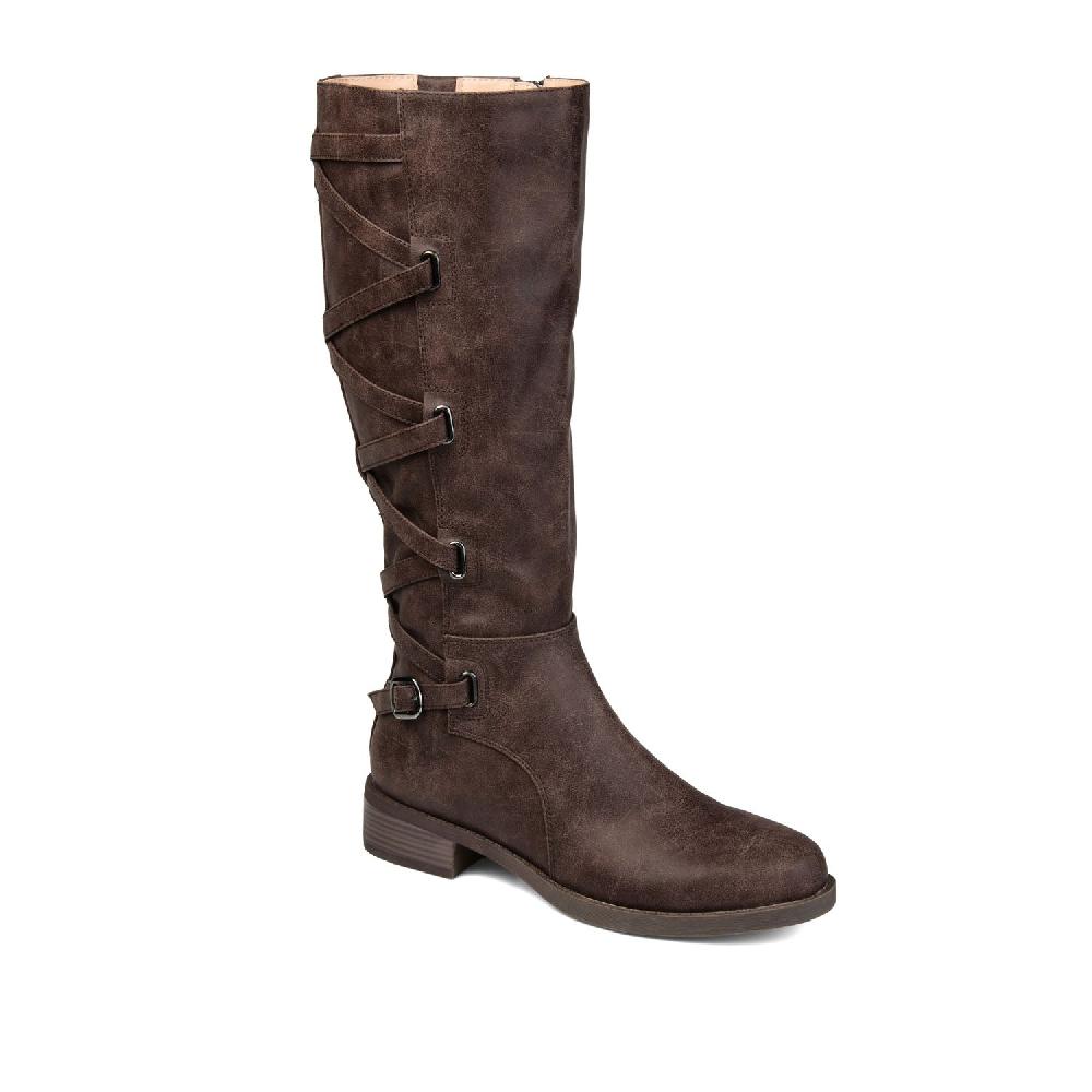 Journee Collection CARLY RIDING BOOTS IN X-WIDE CALF Taupe PU