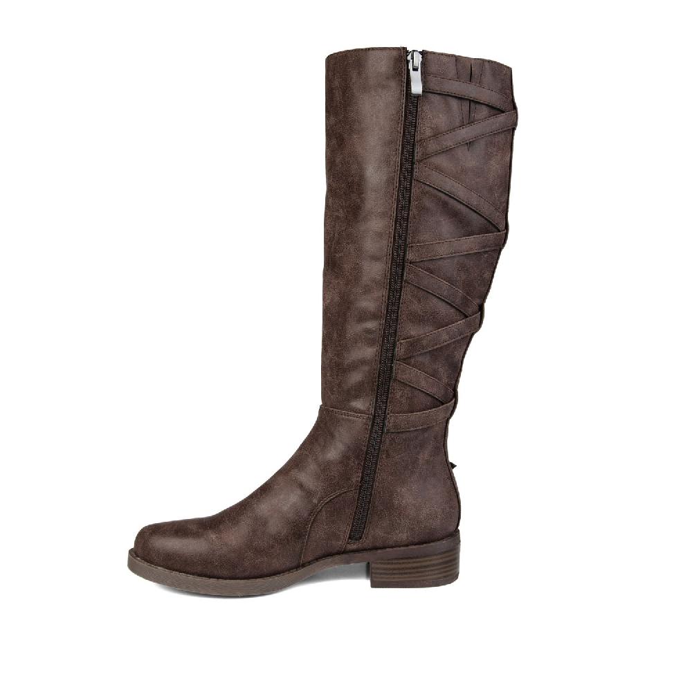 Journee Collection CARLY RIDING BOOTS IN X-WIDE CALF Taupe PU