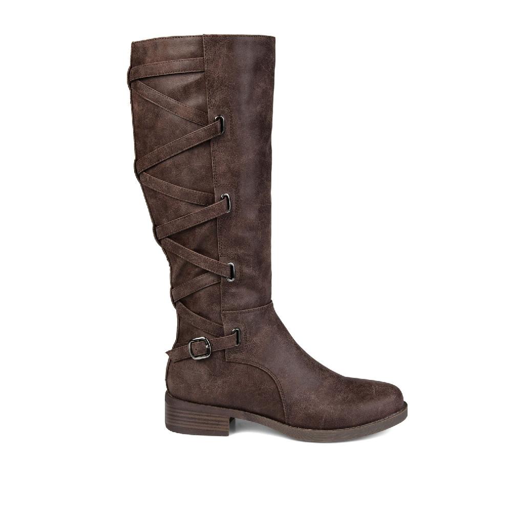 journee collection CARLY RIDING BOOTS IN X-WIDE CALF Taupe PU