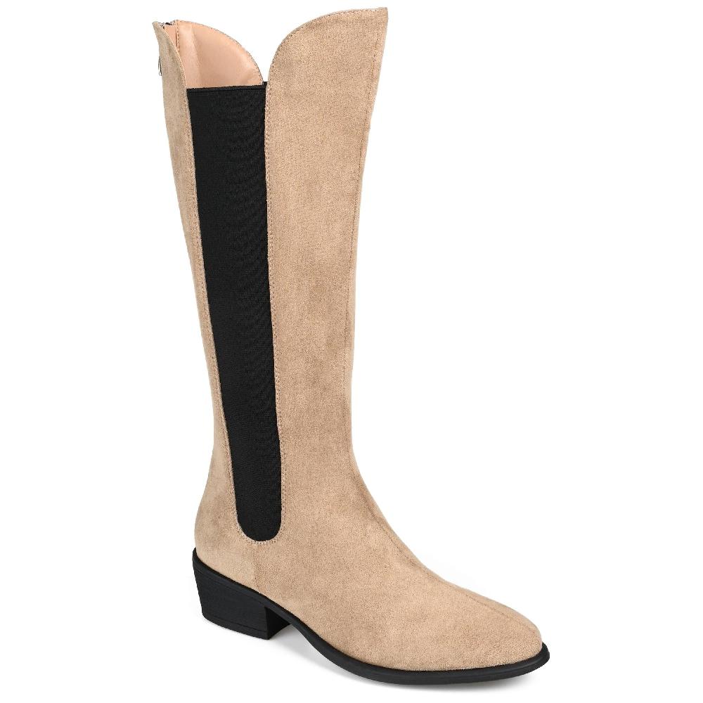 Journee Collection CELESST CHELSEA BOOTS IN FAUX SUEDE Taupe