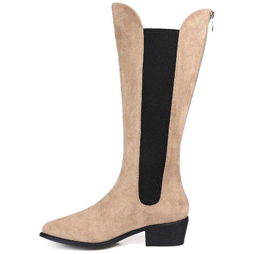 Journee Collection CELESST CHELSEA BOOTS IN FAUX SUEDE Taupe