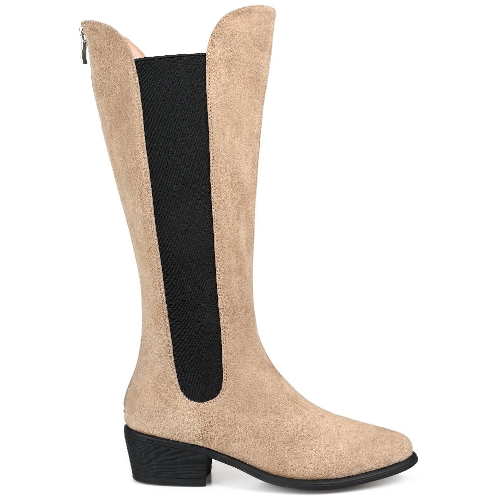journee collection CELESST CHELSEA BOOTS IN FAUX SUEDE Taupe