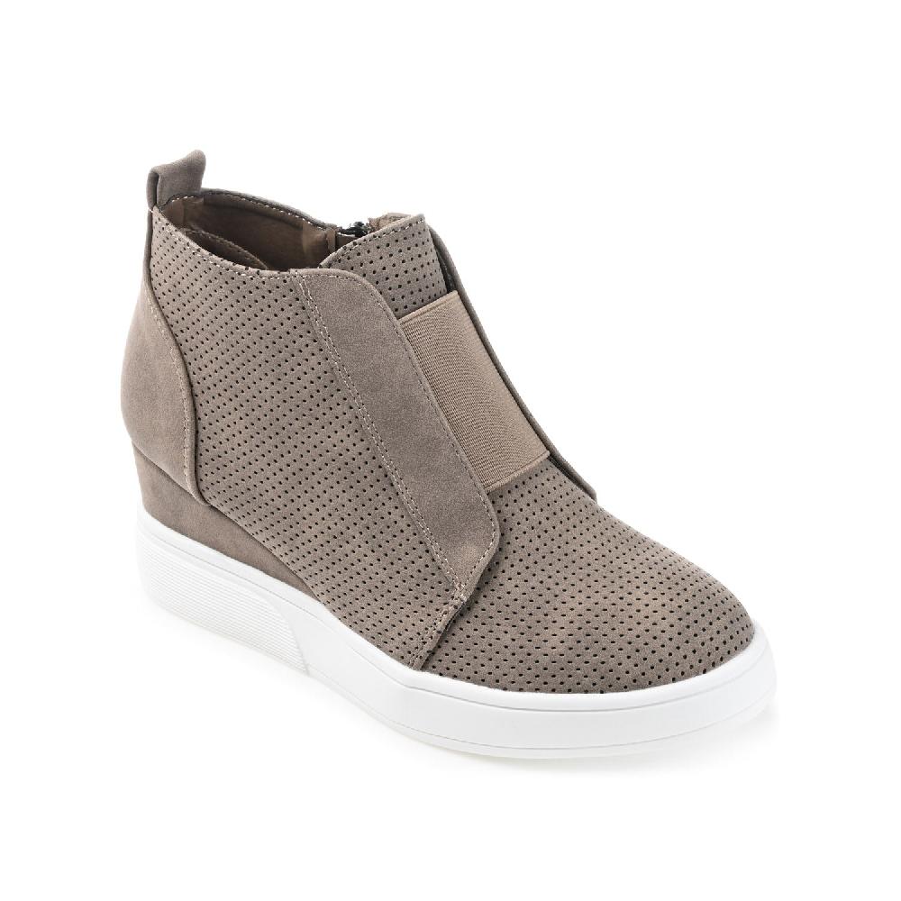 Journee Collection CLARA WEDGE HEEL SNEAKERS IN WIDE Bone PU