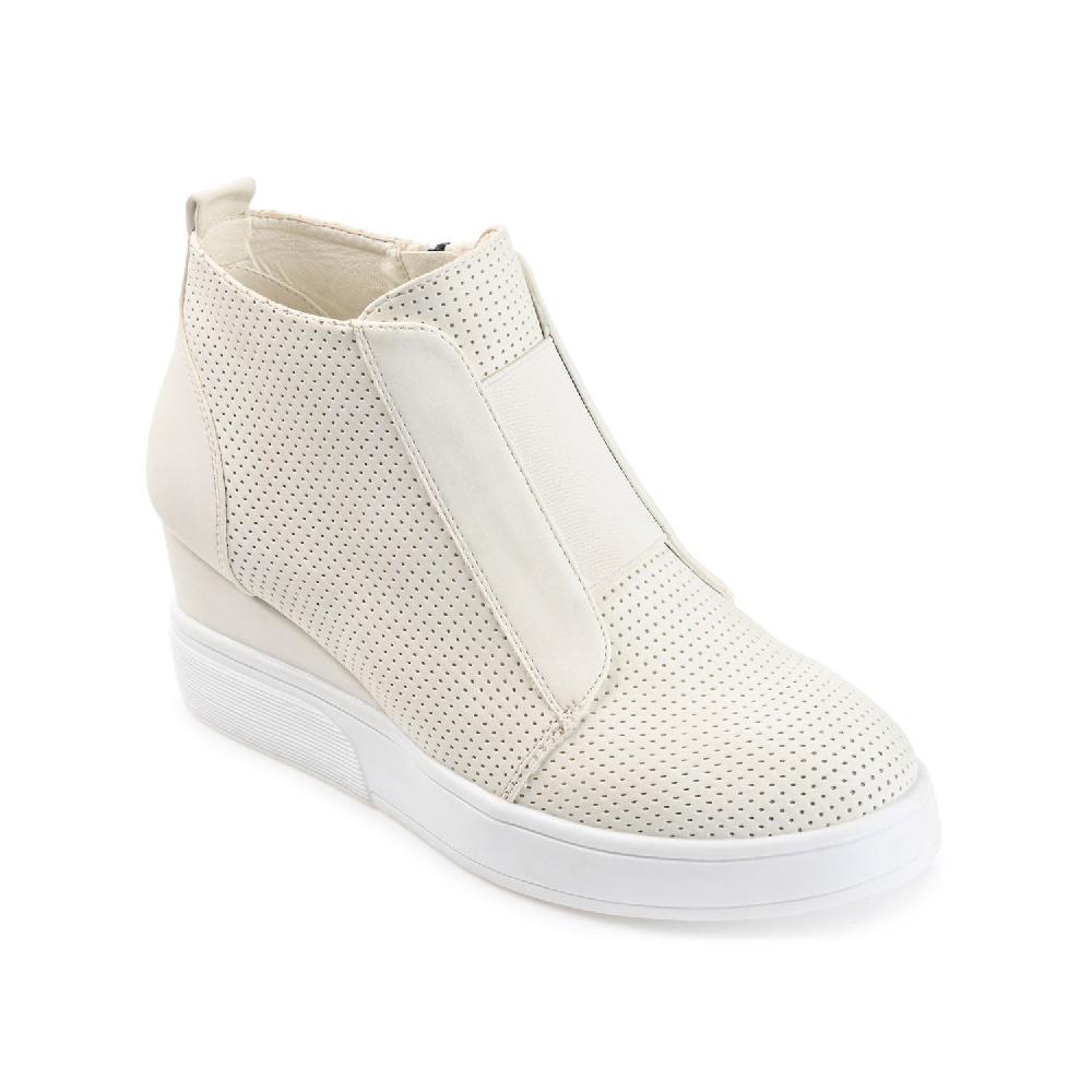 Journee Collection CLARA WEDGE SNEAKERS IN FAUX LEATHER Bone PU