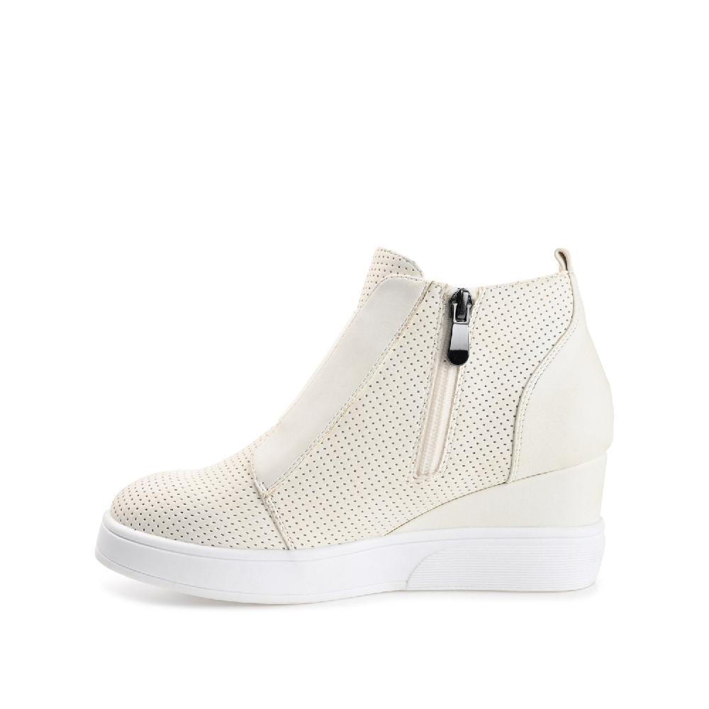 Journee Collection CLARA WEDGE SNEAKERS IN FAUX LEATHER Bone PU