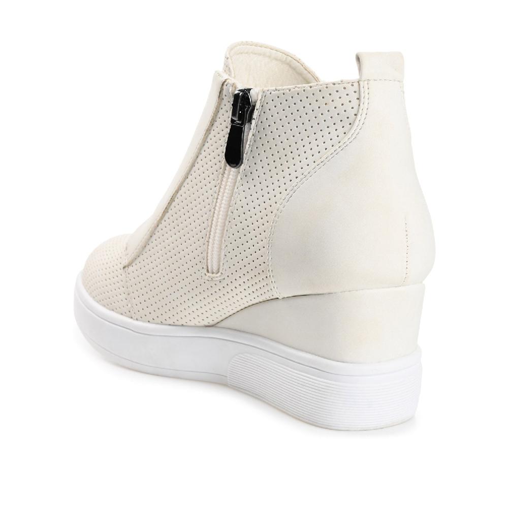 Journee Collection CLARA WEDGE SNEAKERS IN FAUX LEATHER Bone PU