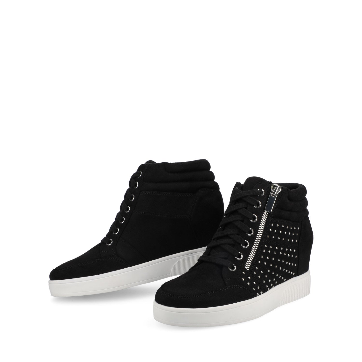 Journee Collection CLARITY HIGH TOP WEDGE SNEAKER Black Stud