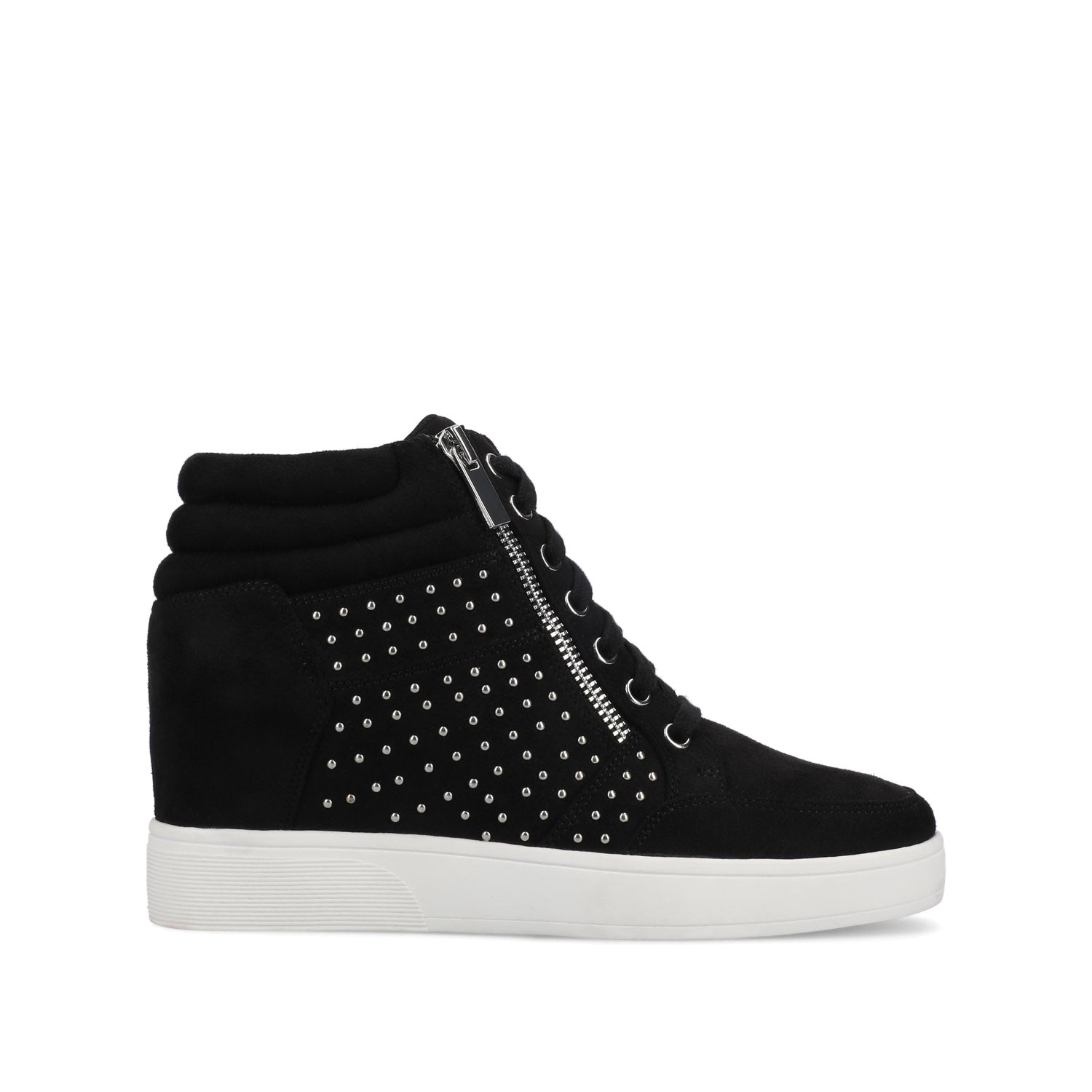 journee collection CLARITY HIGH TOP WEDGE SNEAKER Black Stud