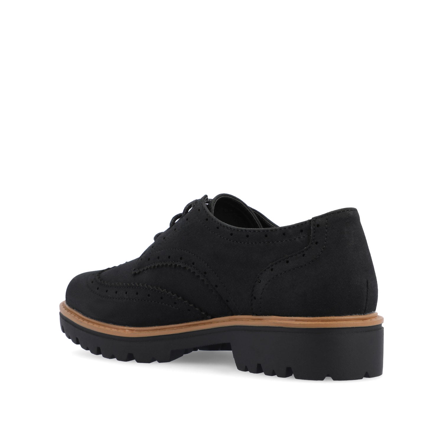 Journee Collection CLAUDIYA OXFORD LOAFER FLAT IN FAUX SUEDE Taupe Suede