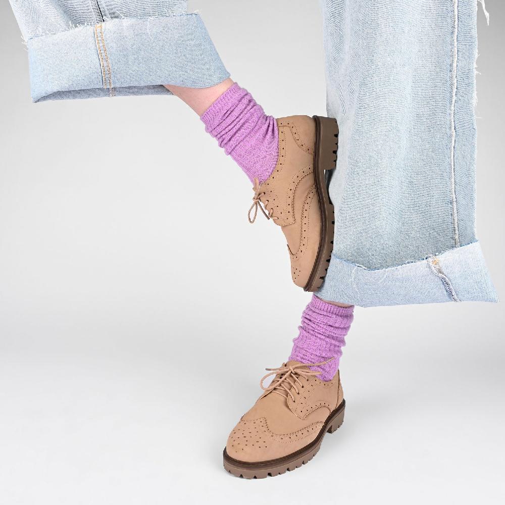 Journee Collection CLAUDIYA OXFORD LOAFER FLATS IN WIDE Taupe Suede