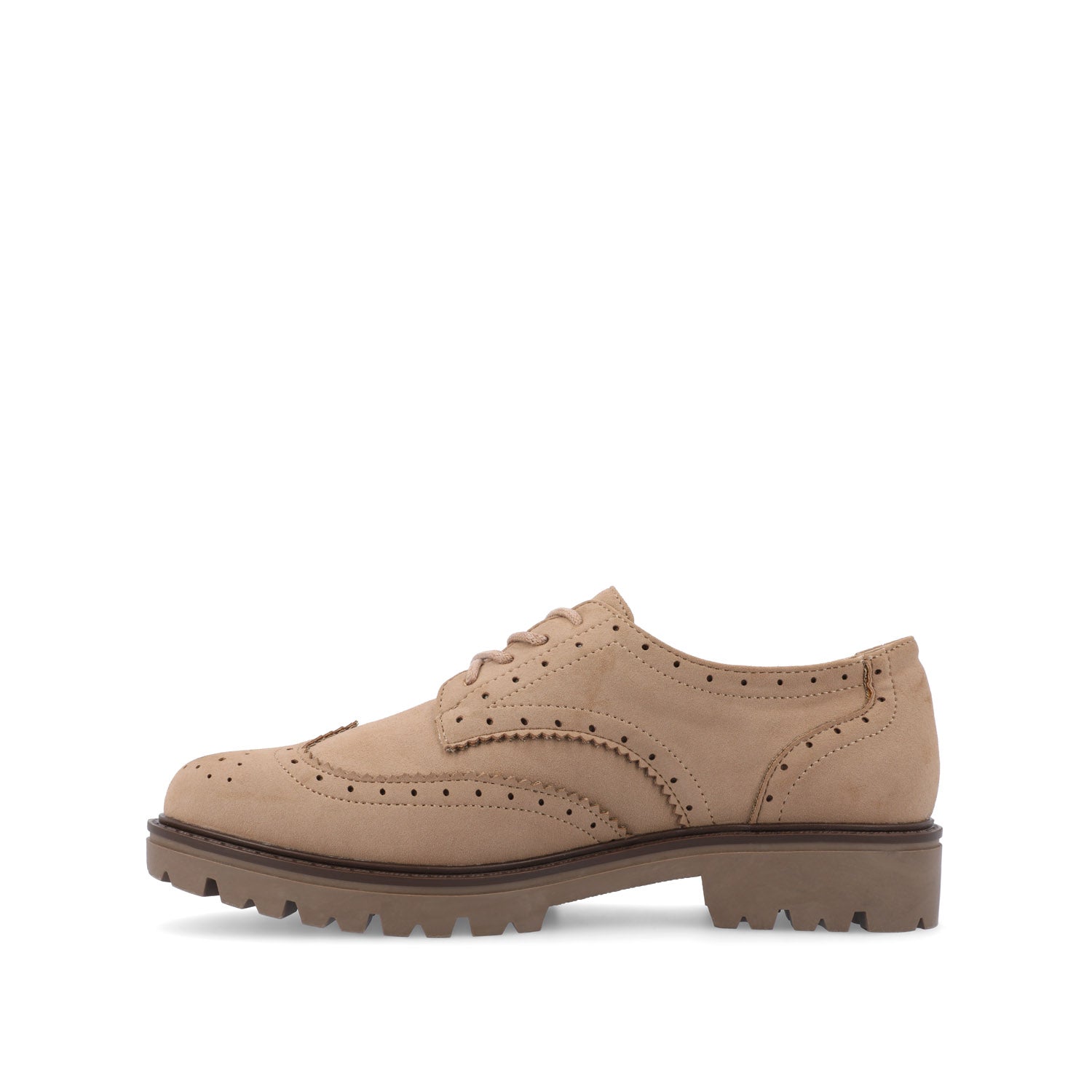 Journee Collection CLAUDIYA OXFORD LOAFER FLATS IN WIDE Taupe Suede