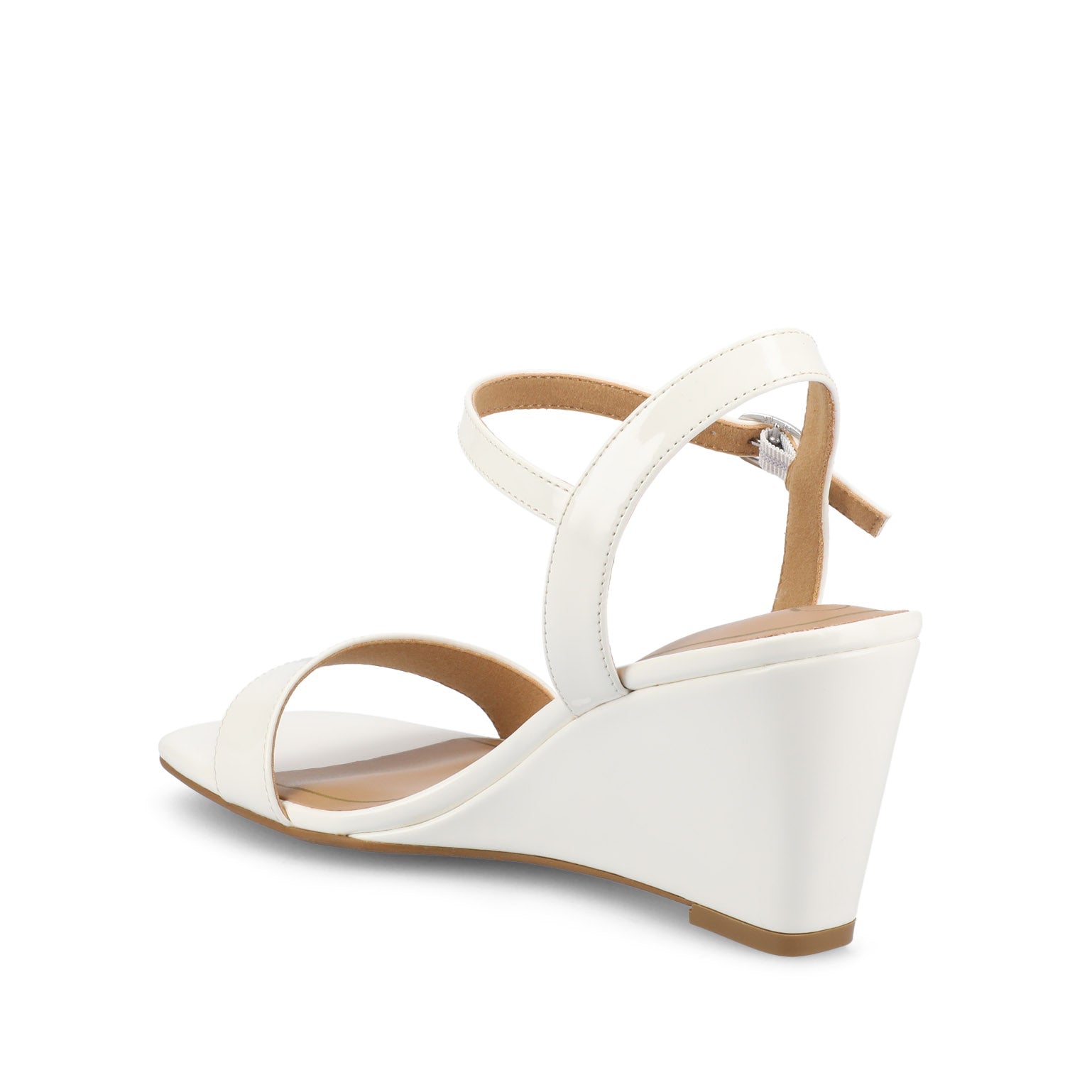 Journee Collection CLAYR STRAPPY WEDGE HEELS IN PATENT White Patent
